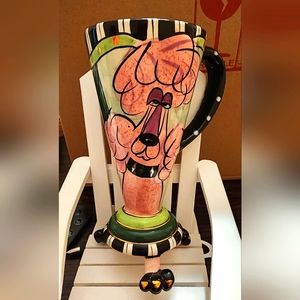 Swak Pink Poodle Dog Pet Ceramic Mug Collectibles Lynda Corneille 7" Tall 10 oz